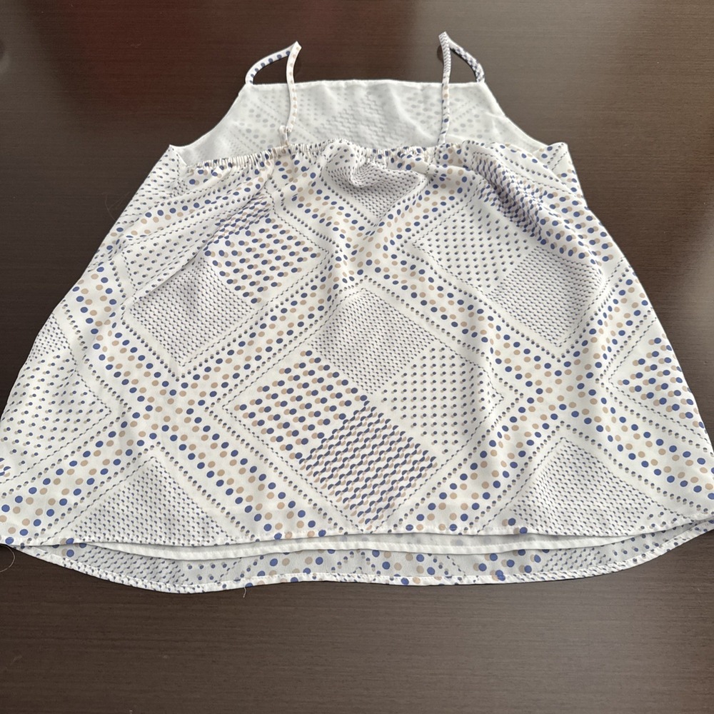 LOFT White Top Geometric And Dots Spaghetti Strap Lined Size M - Picture 4 of 11